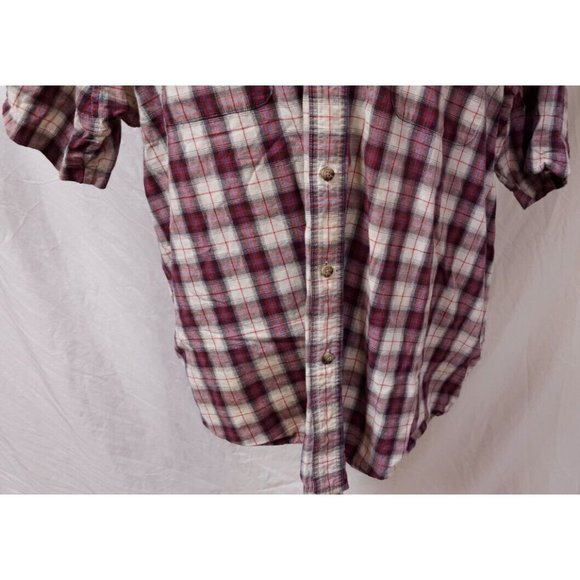 Wrangler Riggs Workwear Mens 3X Red Plaid Short Sleeve Button Up Heavy Shirt - Picture 4 of 11
